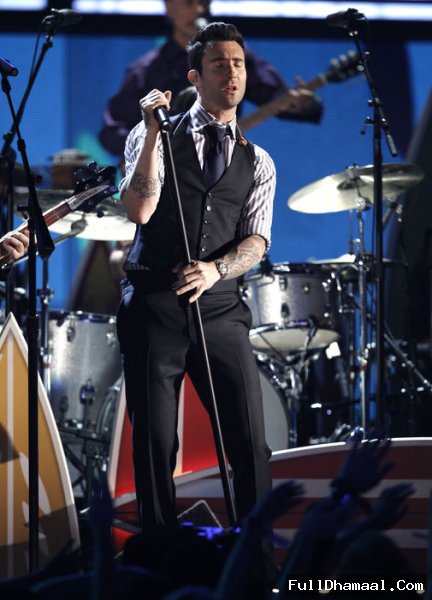 Singer Adam Levine Performing On Stage At 54th Grammy Awards