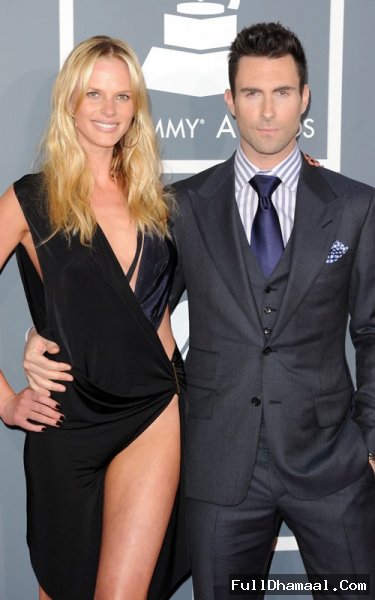 Singer Adam Levine And Anne V At 54th Grammy Awards