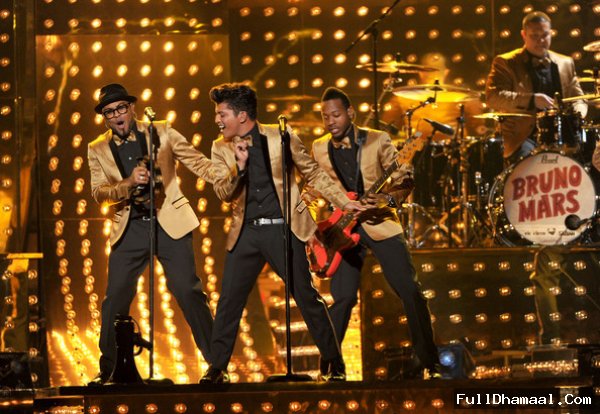 Band Bruno Mars Performing On Red Carpet Stage At 54th Grammy Awards