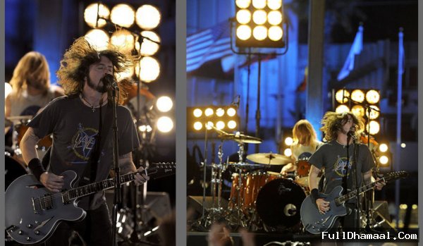 Dave Grohl and the Foo Fighters performing On Red Carpet Stage At 54th Grammy Awards