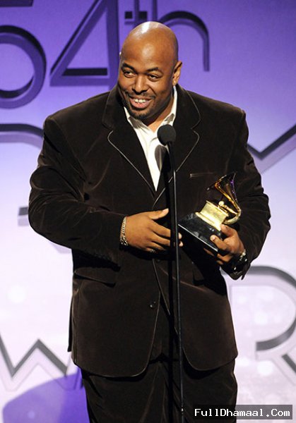 Jazz musician Christian McBride with his Grammy for best large ensemble jazz album At Grammy Awards Los Angeles