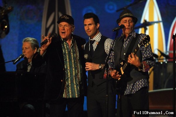 Beach Boys Performing With Adam Lavine From Maroon 5 At The Staples Center During The 54th Grammy Awards In Los Angeles, California, February 12, 2012
