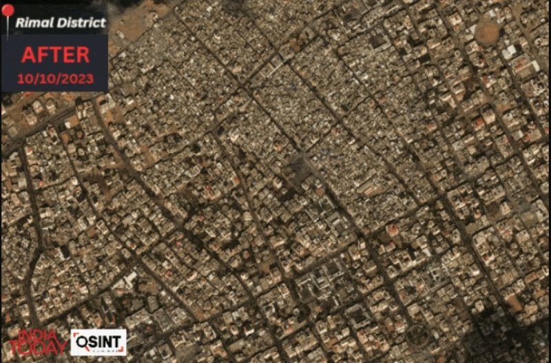 Satellite images show damage in Gaza after Israel counterattacks.