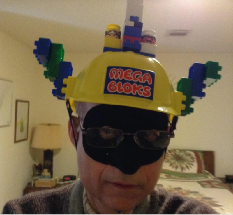 My father-in-law just sent us a pic of what he wore to the grocery store so no one would get close to him