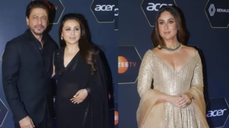 Dadasaheb Phalke International Film Festival Awards: Shah Rukh Khan welcomes Rani Mukerji; Kareena Kapoor also present at the event.