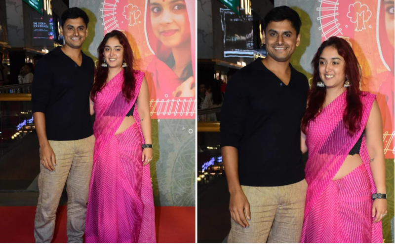 Newlyweds Ira Khan and Nupur Shikhare showcased a contrast by wearing a pink saree and a black t-shirt respectively at the screening of Laapataa Ladies