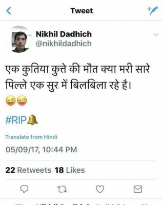 Abuse to gauri lankesh on twitter