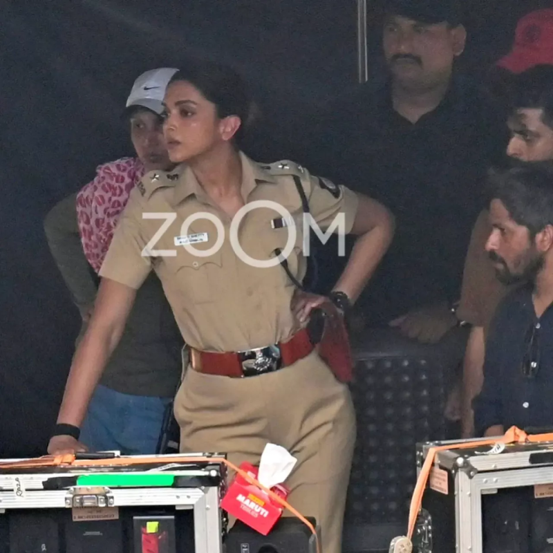 During her pregnancy, Deepika Padukone is seen working on the film set, flaunting her baby bump with style.