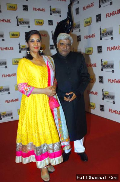 Shabana Azmi With Husband Javed Akhtar At 57th Filmfare Awards 2102