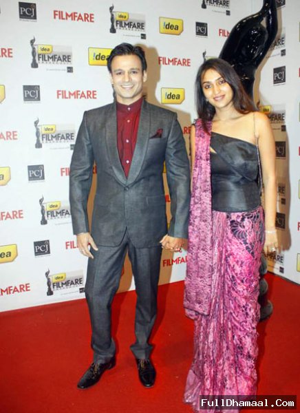 Vivek Oberoi With Wife Priyanka Alva At 57th Filmfare Awards 2102