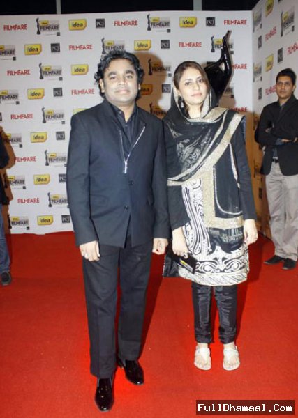 AR Rahman With Wife Saira At 57th Filmfare Awards 2102