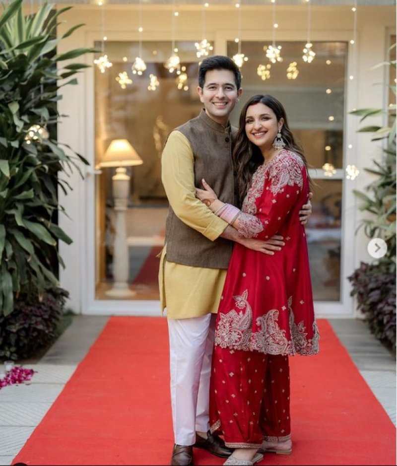 Newlyweds Parineeti Chopra and Raghav Chadha celebrated their first Karva Chauth!