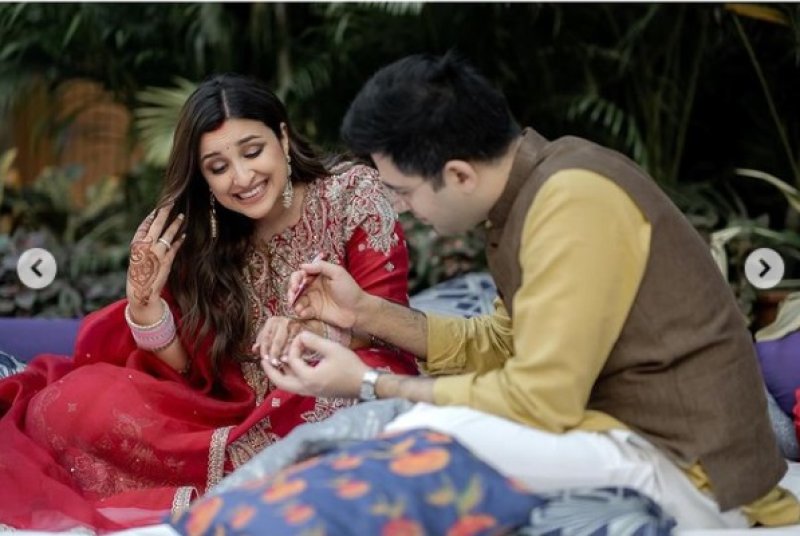 Newlyweds Parineeti Chopra and Raghav Chadha celebrated their first Karva Chauth!