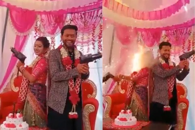 Wedding Stunt Gone Wrong: Sparkle Gun Explodes on Bride's Face As Couple Poses For Camera