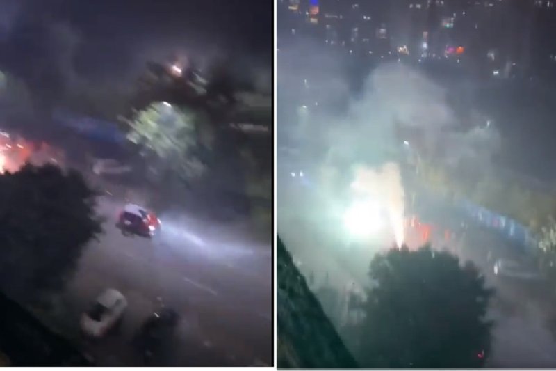 Noida: People bursting crackers on Diwali were hit by a car, captured in horrific hit-and-run tape